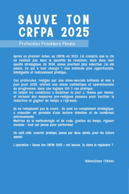 Protocoles Procédure Pénale - SAUVE TON CRFPA 2025